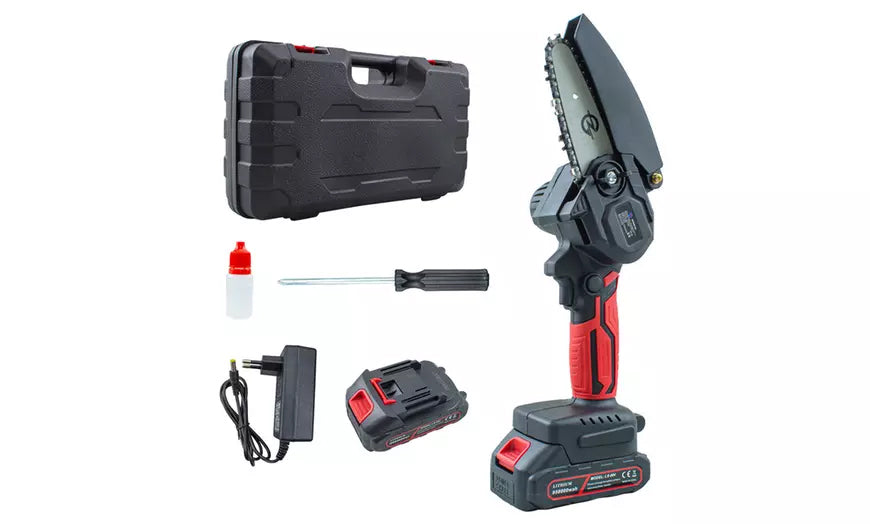 Mini-Akku-Elektrokettensäge, 2 Batterien, Astkettensäge, Holzschneiden,