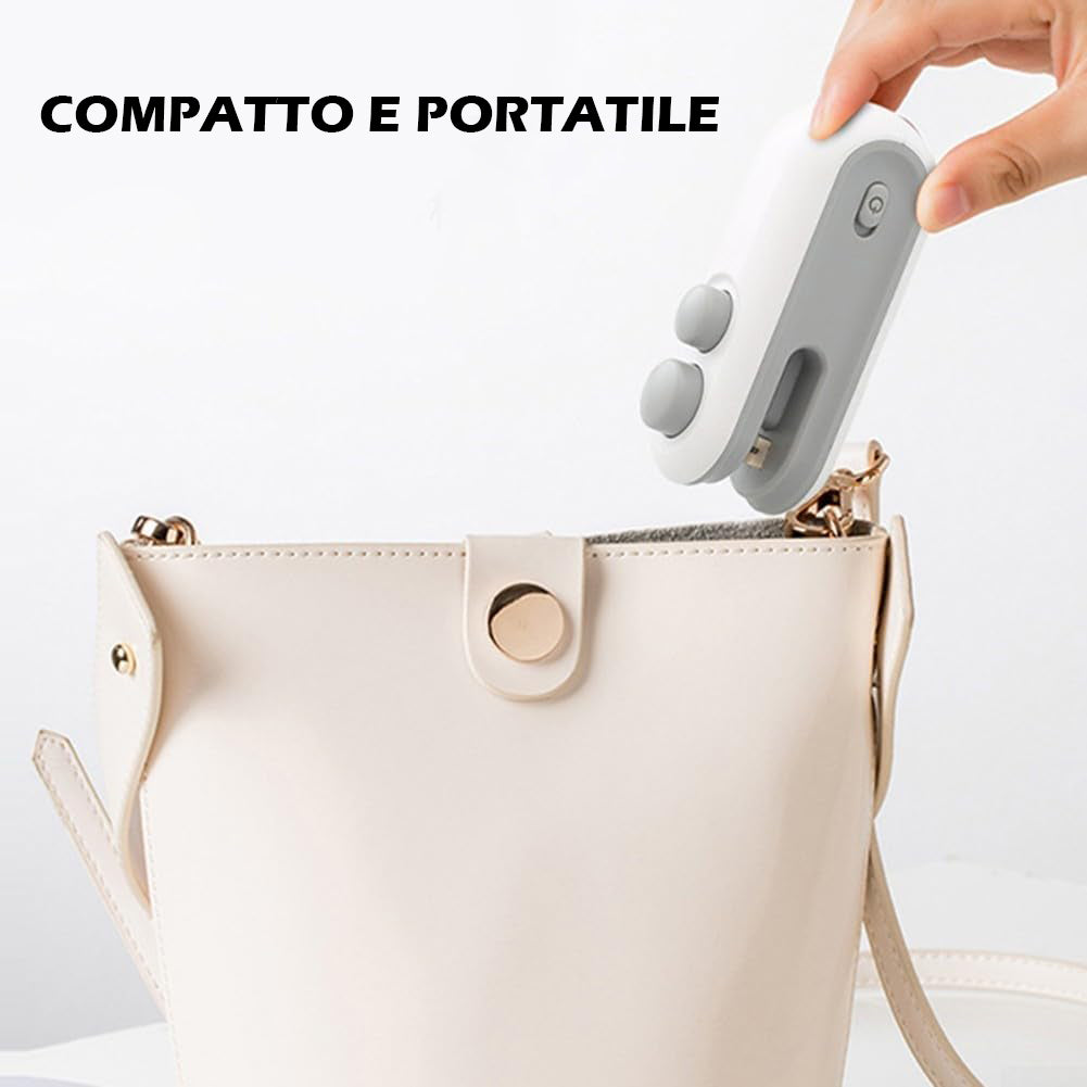 (2 PIECES) Mini Portable Heat Sealers 2 in 1 (Seal and Cut) USB Rechargeable, Home Use, Sealer for Every Type of Bag
