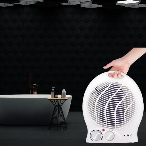 Termoventilatore Elettrico da Bagno 2000W – Stufetta Silenziosa 2 Potenze, Termostato, 3 Modalità e Autospegnimento | Basso Consumo