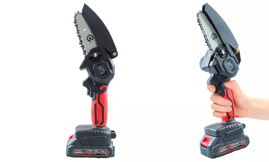 Mini-Akku-Elektrokettensäge, 2 Batterien, Astkettensäge, Holzschneiden,