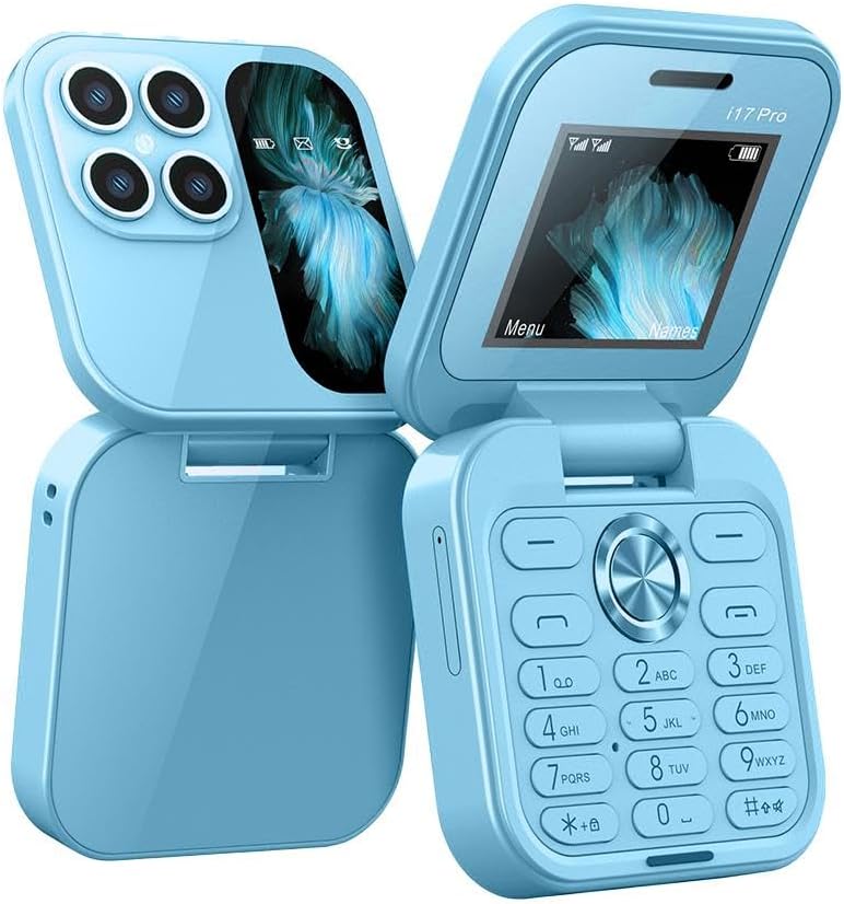 i17 PRO - Mini Telefono cellulare pieghevole, Fotocamera HD, Messaggi, Internet, Radio Fm, Dual Sim, Torcia, Pieghevole