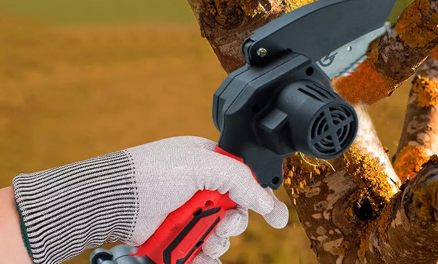 Mini-Akku-Elektrokettensäge, 2 Batterien, Astkettensäge, Holzschneiden,