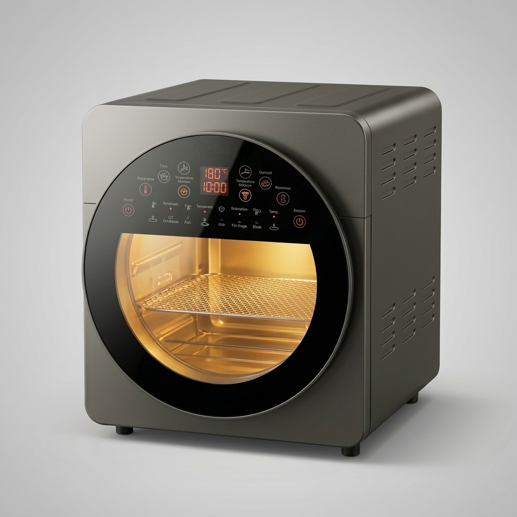 Forno Friggitrice ad Aria 14.5 Litri - 16 Programmi, Girarrosto 360°, Cottura Senza Olio, Acciaio Inox, Display Digitale LED