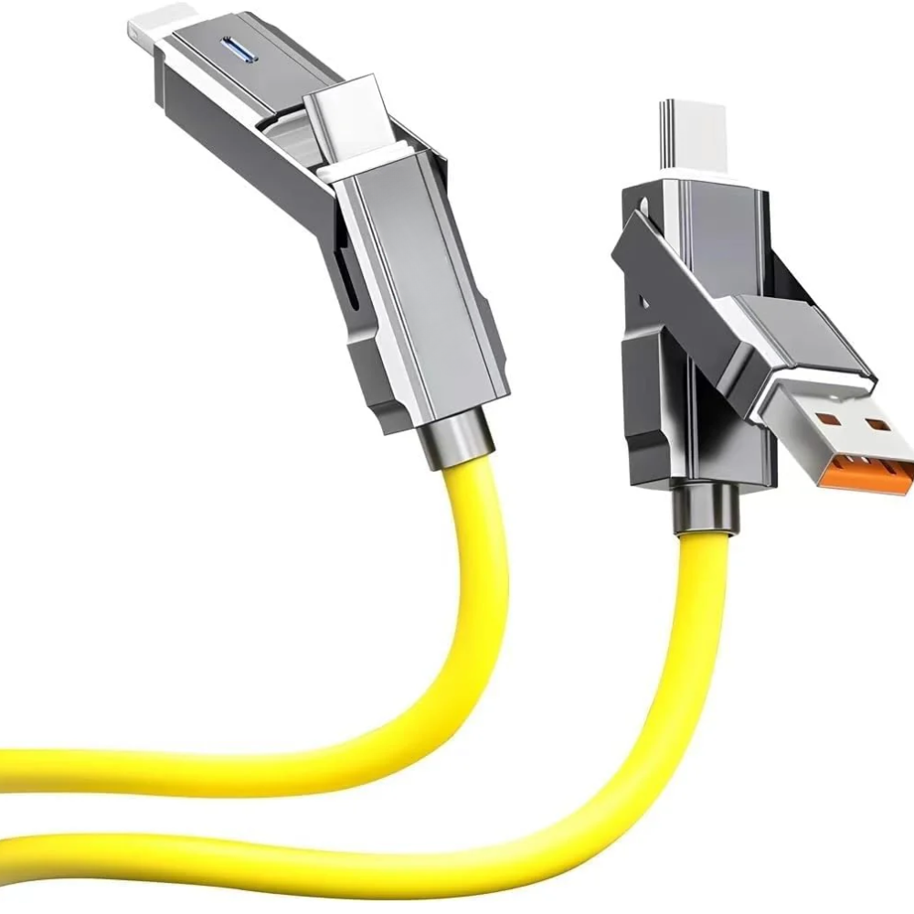 (2Bucăți) Cablu Universal 4 în 1 – Compatibil USB-C / Lightning / USB-A