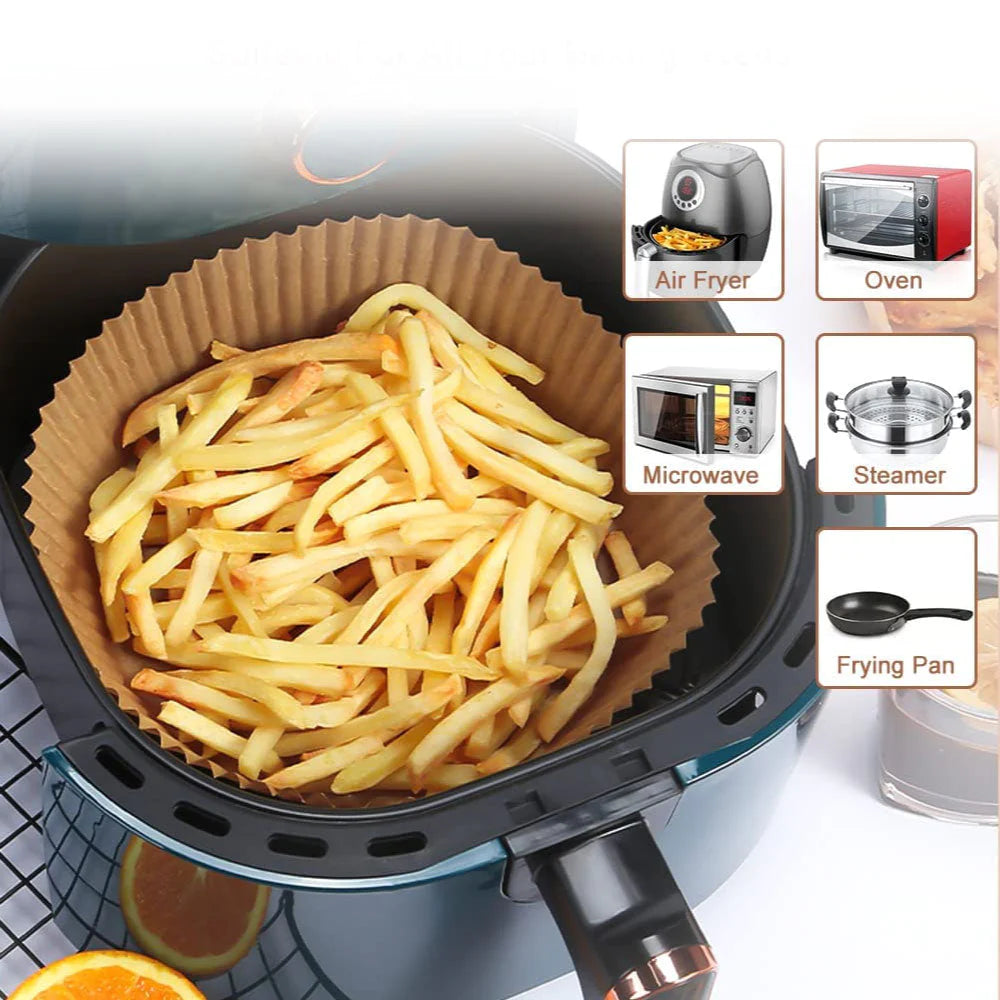 Hârtie de copt pentru friteuza cu aer, 100 bucăți, pentru friteuza cu aer și cuptor