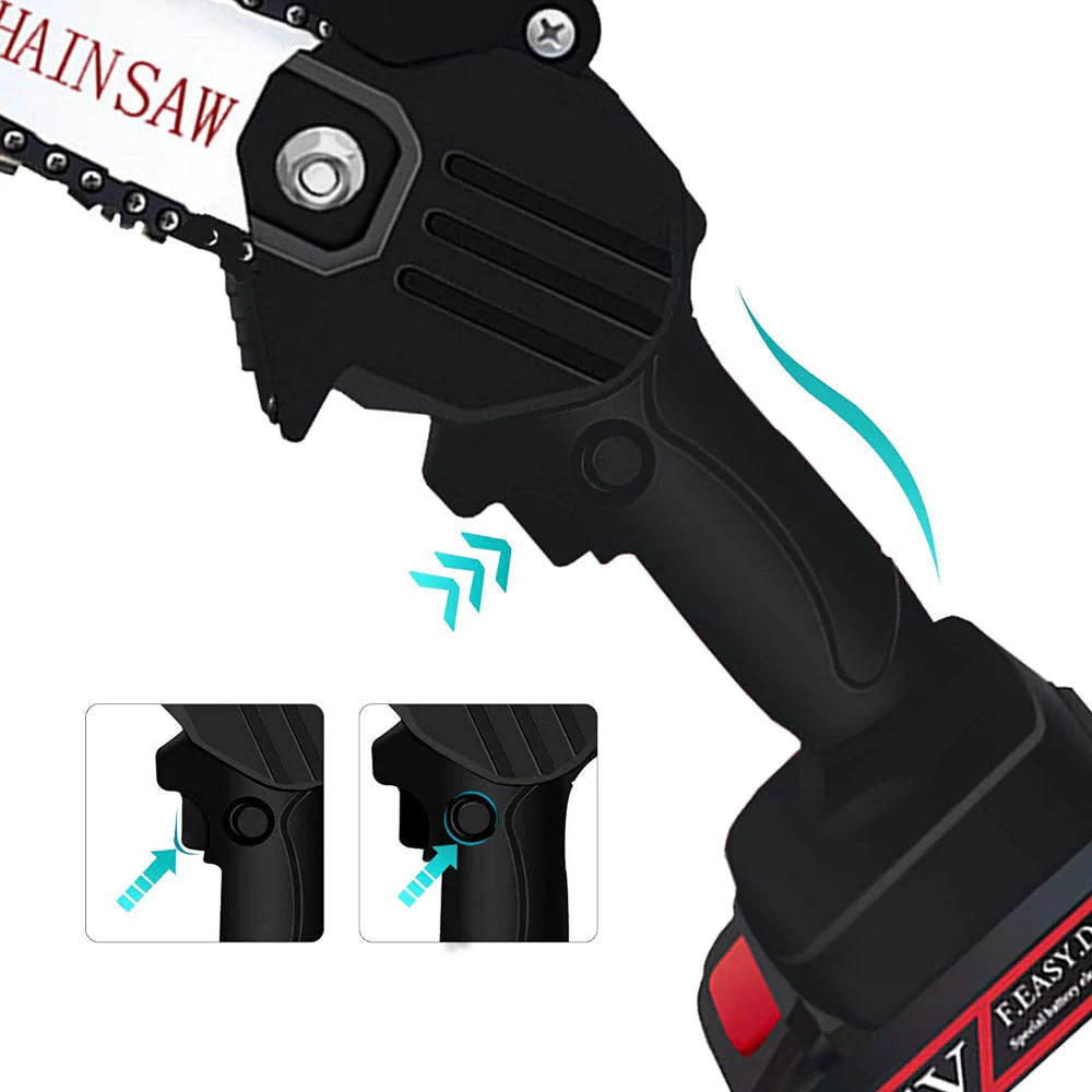 Mini-Akku-Elektrokettensäge, 2 Batterien, Astkettensäge, Holzschneiden,