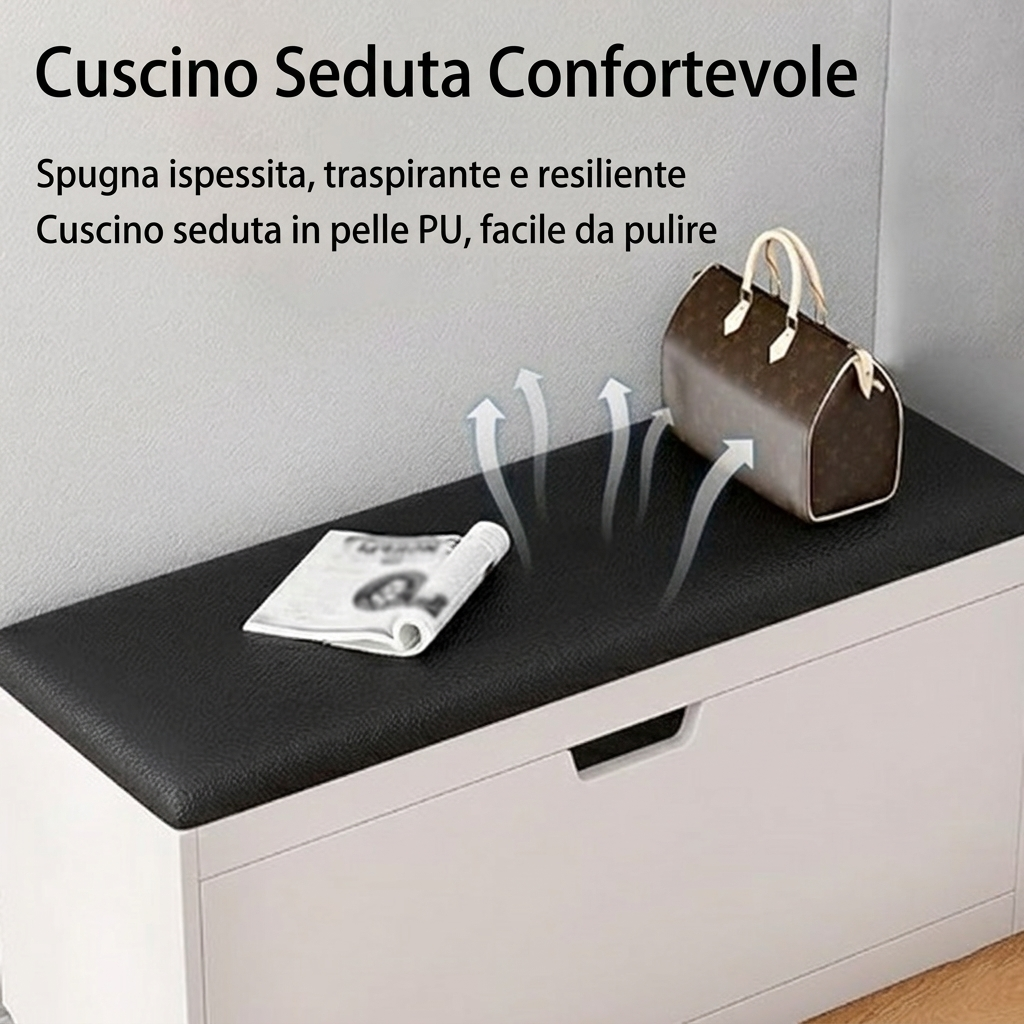 Panca Scarpiera Moderna per Ingresso: Organizer a Ribalta con Sedile Imbottito