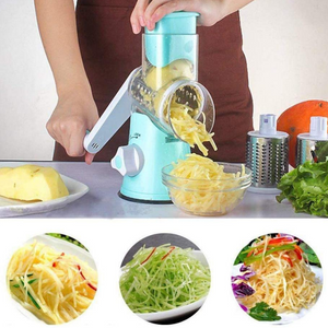 Manual grater with three interchangeable rollers