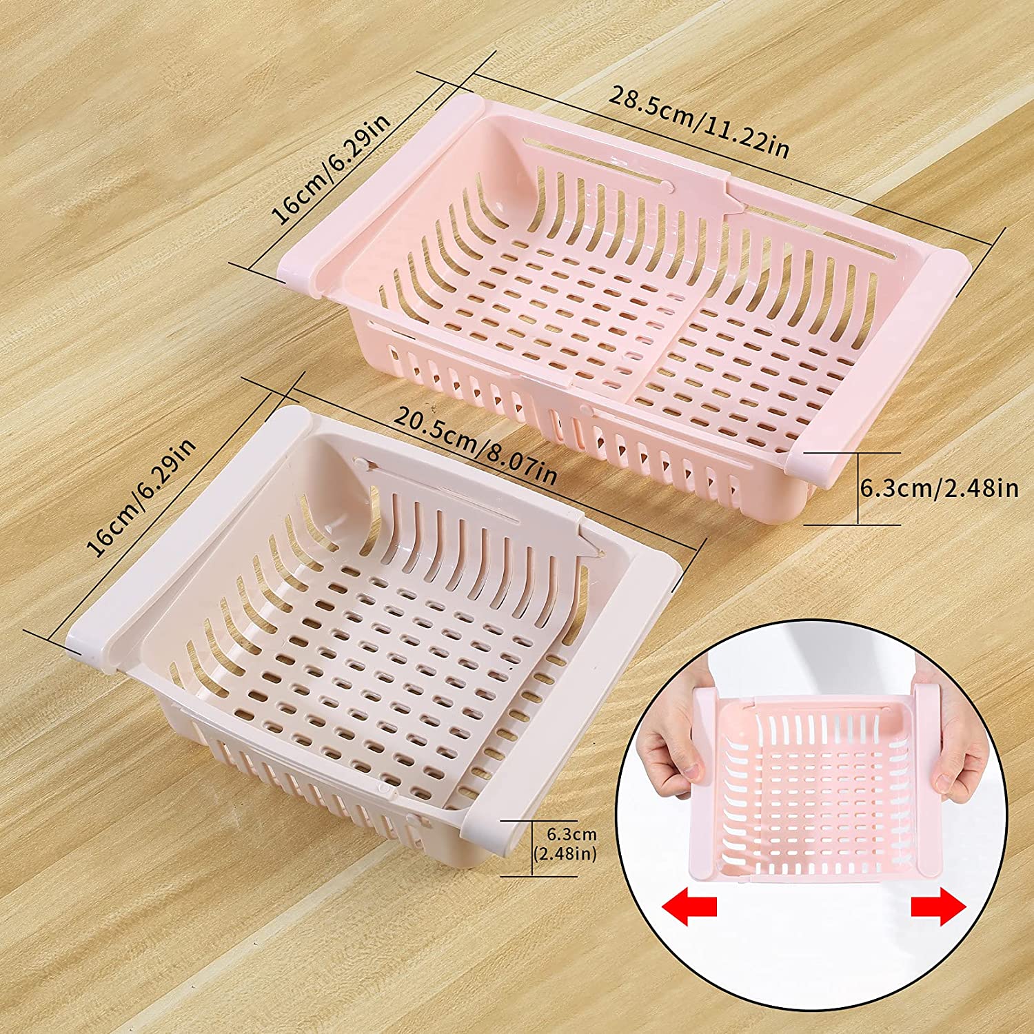Basket kit with 4 square trays for refrigerator