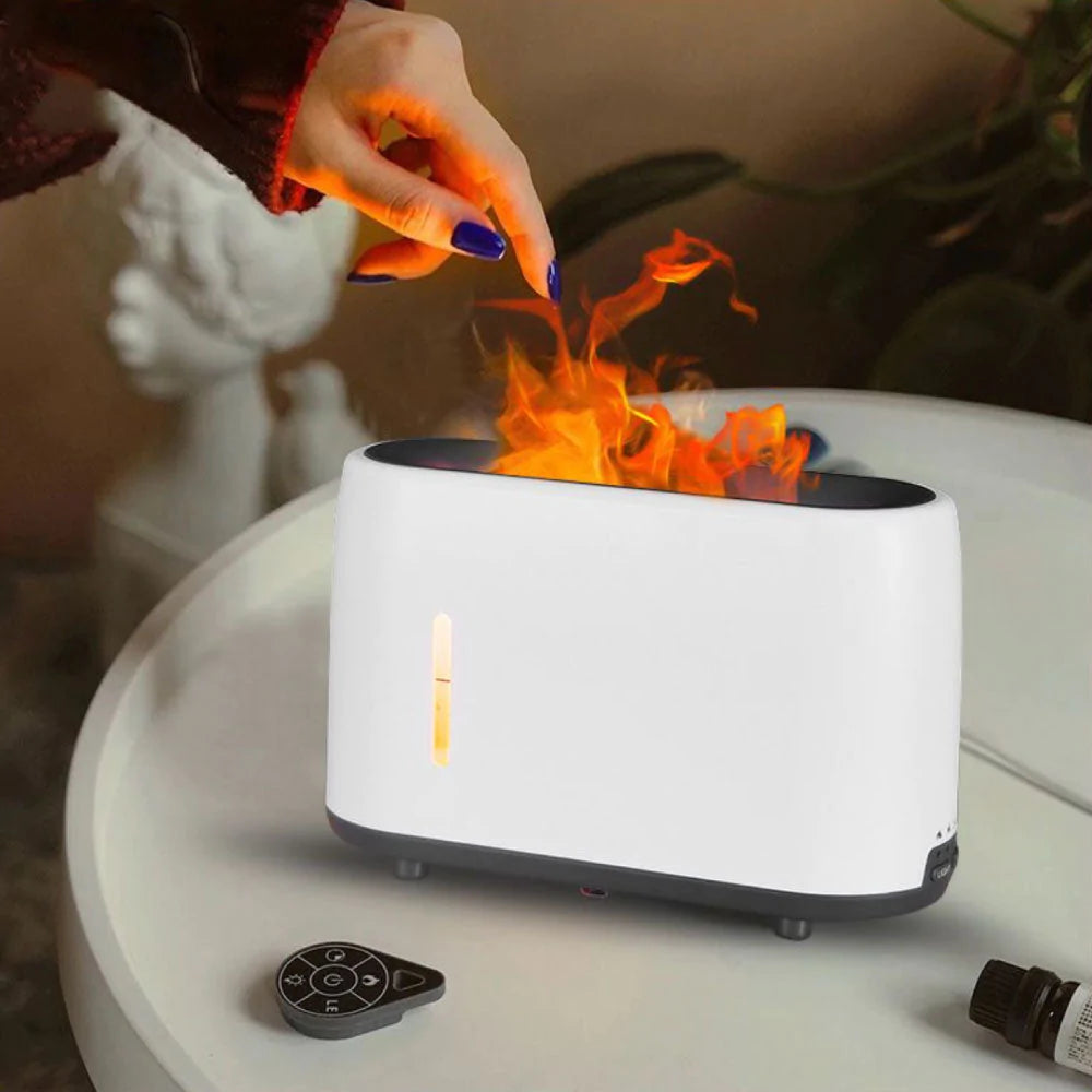 Room aroma diffuser with LED flame effect