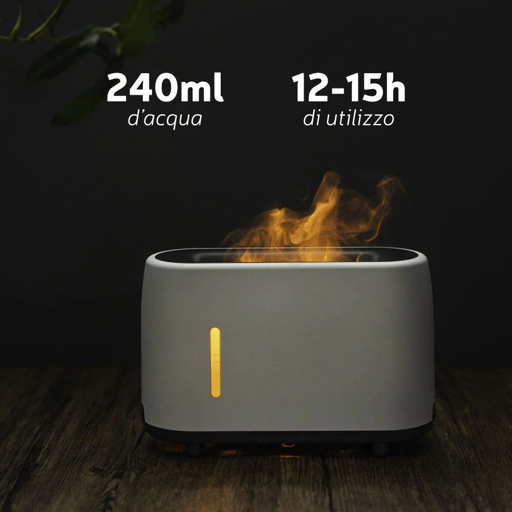 Room aroma diffuser with LED flame effect