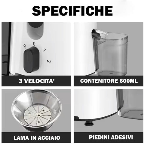 Centrifuga Estrattore Frutta e Verdure, Estrattore Professionale Frutta Verdura, Facile Da Pulire, 3 Velocità