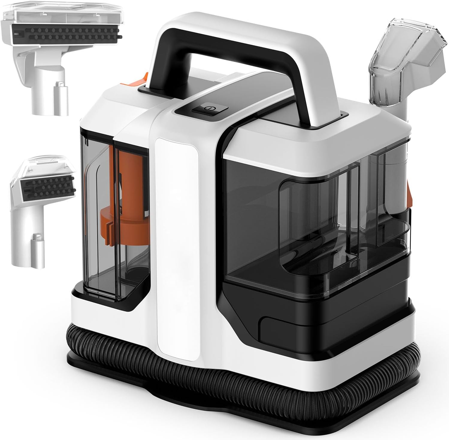 Pulitore Tappeti e Divani Portatile 11 kPa – Lavatappezzeria Spray + Aspirazione, Doppio Serbatoio 1,08L + 0,8L, Motore 450W – Per Tappeti, Tessuti, Divani, Scale e Auto