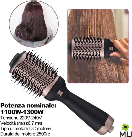 Spazzola Asciugacapelli 3 in 1, Asciuga, Liscia e Volumizza i capelli