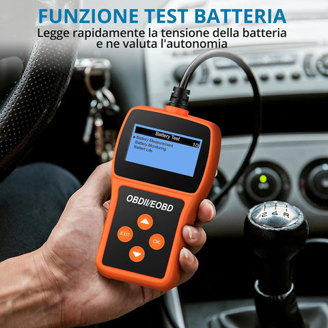 Tester Scanner, OBD2 OBDII Dispositivo Diagnostica Auto, Lettura dei codici Scanner con definizione DTC,  Multilingue Strumento Diagnostica Autoveicoli