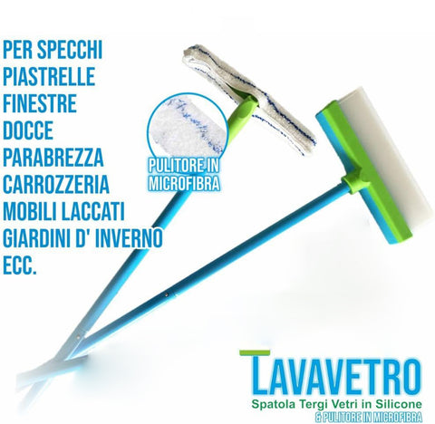 Lavavetri in silicone SMART con Vaschetta Raccogli Acqua integrata, Pulisci i Vetri senza striature, Vetri senza aloni, Lavavetri professionale di alta qualità