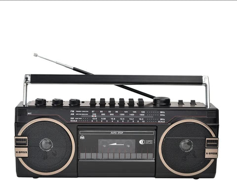 Stereo Portatile e Alimentato Tramite Cavo a Cassetta MP3 Bluetooth USB SD Radio AM-FM Lettore Audio Musicassette Mangianastro Registratore Audiocassette Mangiacassette Vintage Retro' Stile Anni 80