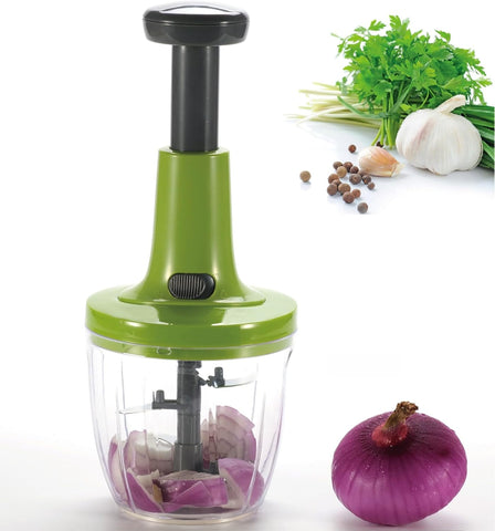 Mixer Tritatutto Manuale, 5 Lame acciaio Inox, Trita Verdure Manuale, Frullatore Manuale Taglio di Cipolla Manuale Tritaverdure da Cucina, press Chopper, 2 Contenitori 900 + 500 ml