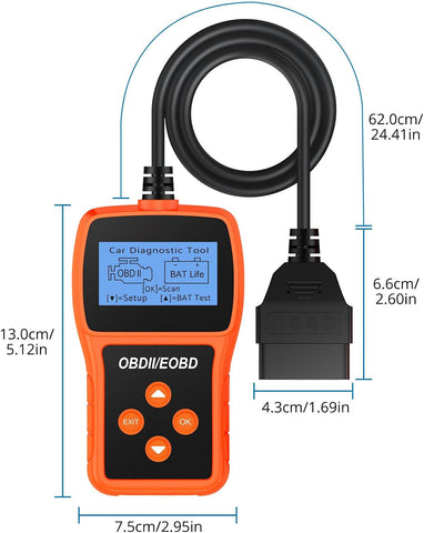 Tester Scanner, OBD2 OBDII Dispositivo Diagnostica Auto, Lettura dei codici Scanner con definizione DTC,  Multilingue Strumento Diagnostica Autoveicoli