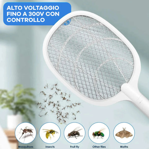 (2 Pieces) - Rechargeable Electric Mosquito Rackets 2 in 1 LED Lamp Insect Killer