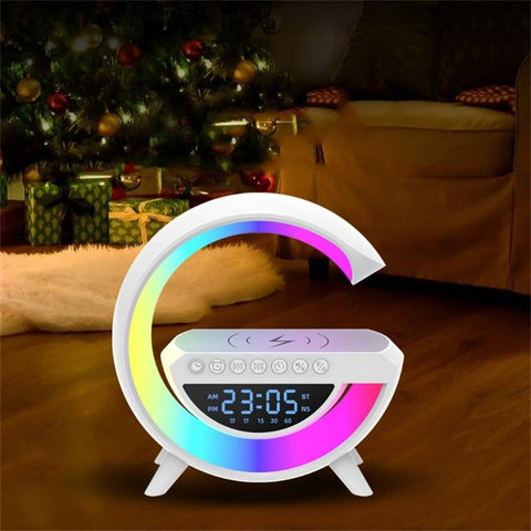 Bluetooth music speaker, wireless cell phone charger, clock and alarm clock