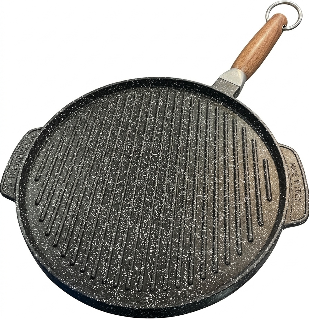 Padella Bistecchiera Antiaderente con Manico Removibile – Padella Griglia Quadrata in Alluminio per Induzione, Gas, Vetroceramica – Salvaspazio, Adatta al Forno