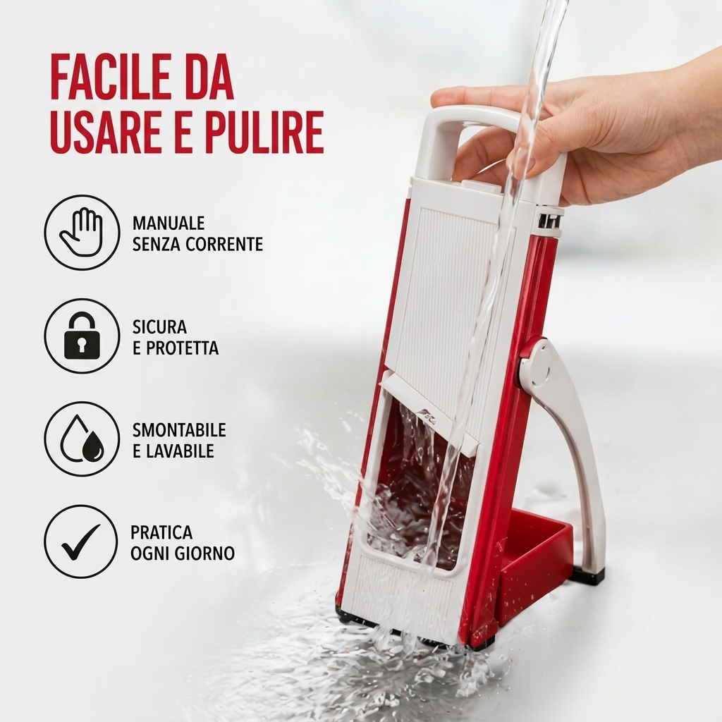 Mandolina Affettatrice Manuale per Verdure con 8 Tipi di Taglio, Spessore Regolabile 0,3-8 mm, Tagliaverdure con Lame in Acciaio Inox e Contenitore, Cucina