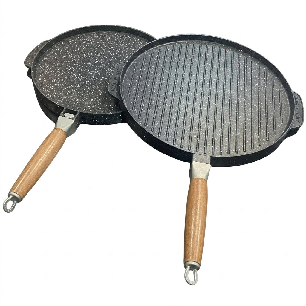 Padella Bistecchiera Antiaderente con Manico Removibile – Padella Griglia Quadrata in Alluminio per Induzione, Gas, Vetroceramica – Salvaspazio, Adatta al Forno