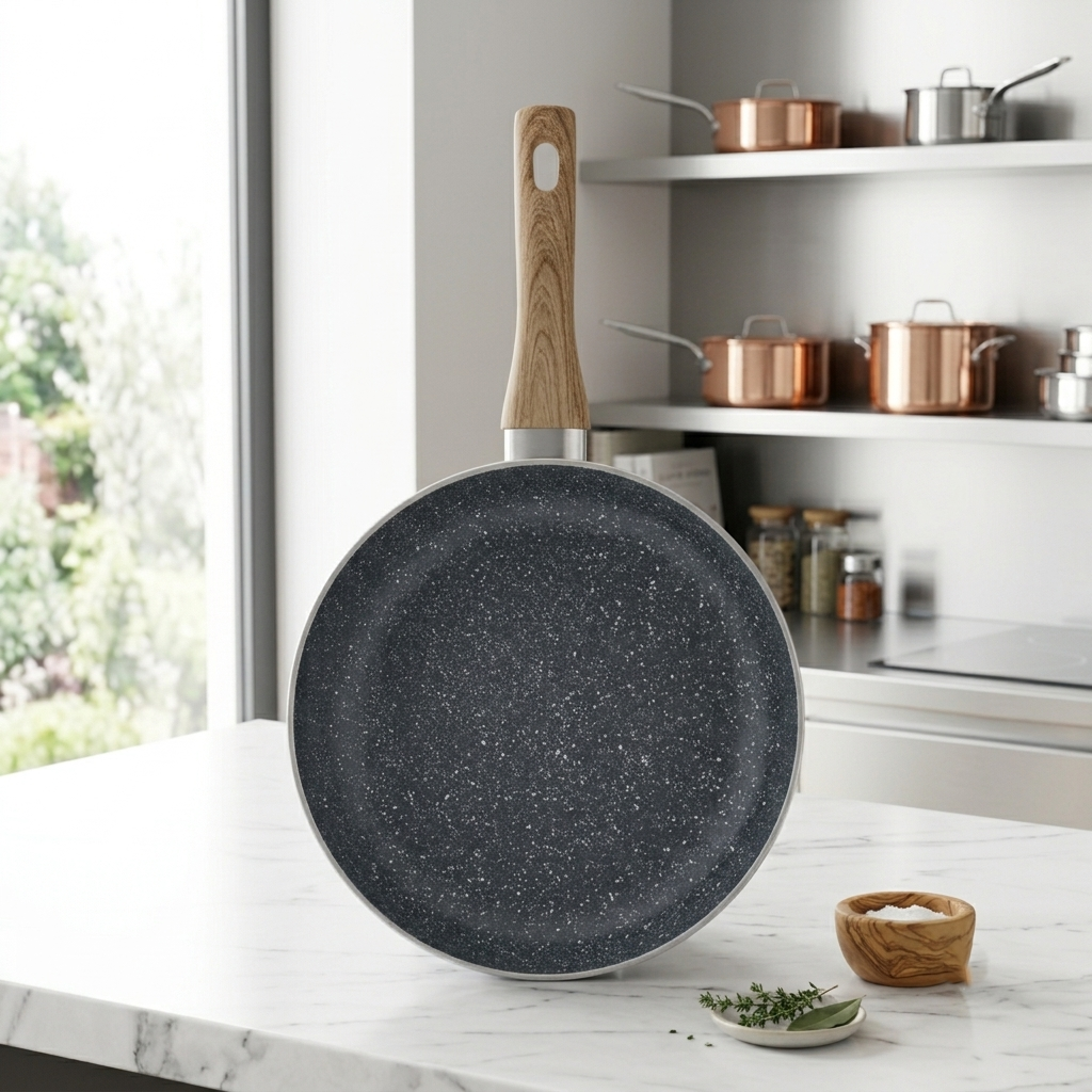 Padella Antiaderente Bavaria Ottingher 18 cm Grigio – Rivestimento Effetto Pietra, Manico Soft Touch, Induzione