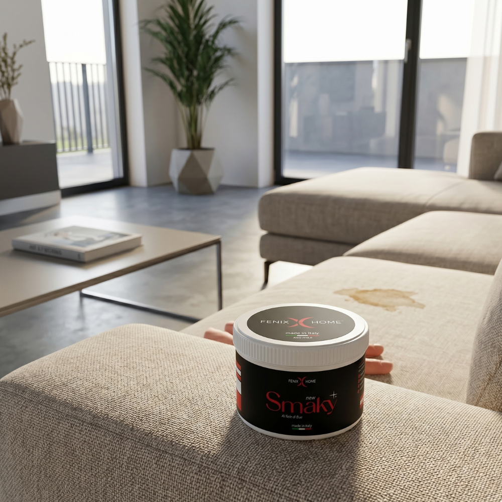 Smacchiatore Professionale per Tessuti Fenix Home Smaky – Formula Naturale con Enzimi – Vino, Caffè, Grasso, Sangue – Vestiti, Divani, Sedili Auto, Tappeti, Pelle ed Ecopelle – Senza Aloni