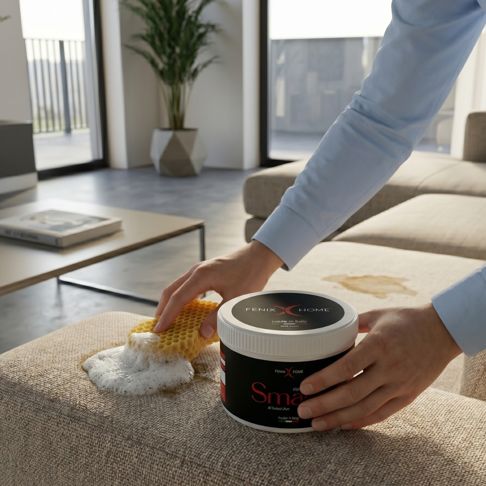 Smacchiatore Professionale per Tessuti Fenix Home Smaky – Formula Naturale con Enzimi – Vino, Caffè, Grasso, Sangue – Vestiti, Divani, Sedili Auto, Tappeti, Pelle ed Ecopelle – Senza Aloni