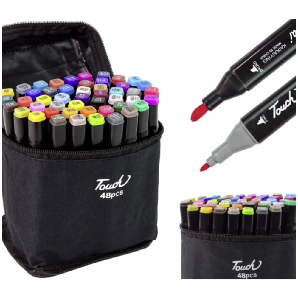 🎨 Pennarelli Marker Alcolici Professionali a Doppia Punta – Ideali per Disegno e Creatività