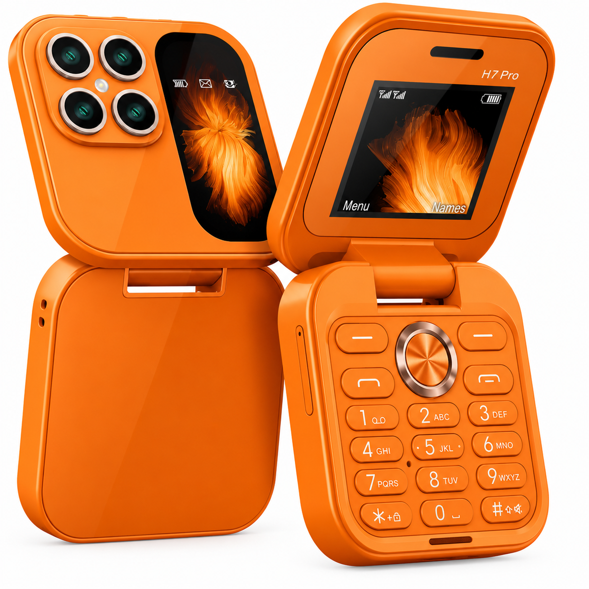 i17 PRO - Mini foldbar mobiltelefon, HD-kamera, Beskeder, Internet, FM-radio, Dual Sim, Lommelygte, Foldbar