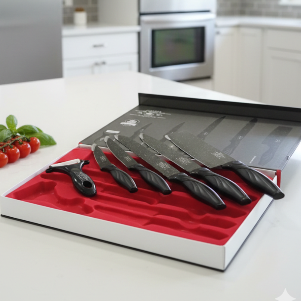 🔪 Set di Coltelli da Cucina 7 Pezzi con Rivestimento Antiaderente – Colori Vivaci e Massima Precisione