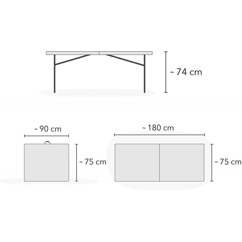 Tavolo Pieghevole Da Giardino, 180cm in dura Resina e Acciaio a valigetta, in HDPE, Tavolo Pic Nic, Spiaggia, Sagra, Campeggio