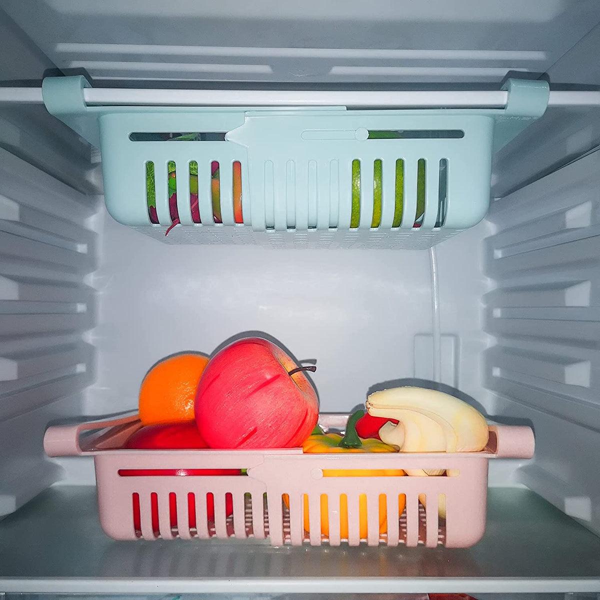 Korbset mit 4 quadratischen Tabletts für den Kühlschrank